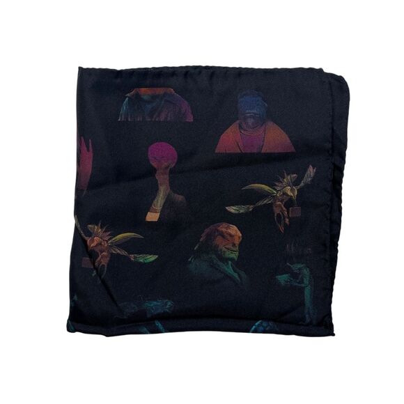 5-62 PAUL SMITH Pocket Square 100% Silk Black Multicolor - Picture 1 of 7